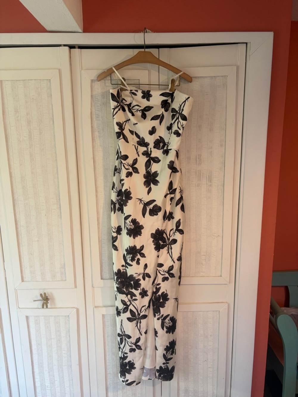 BHLDN Satin floral black and white Strapless Maxi Dress NWT SZ 10 - Picture 4 of 9
